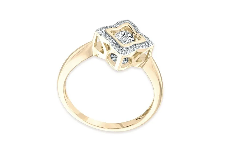 Кольцо Клевер из жёлтого золота с 21 бриллиантами