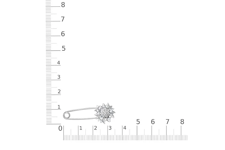 Булавка Цветок из белого золота с 22 фианитами