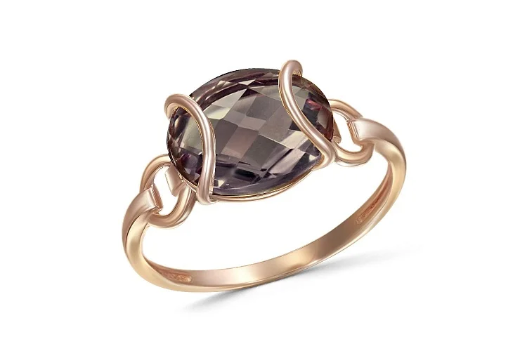 Кольцо из красного золота с раухтопазом