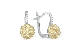 Серьги из белого золота с 10 фианитами