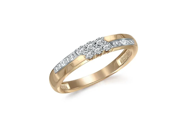 Кольцо Дорожка из жёлтого золота с 16 бриллиантами