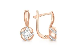 Серьги из красного золота с 2 фианитами