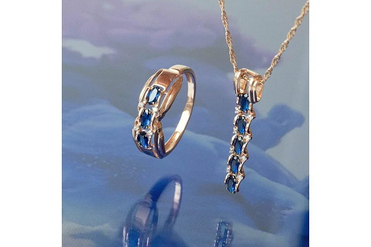 Подвеска Дорожка из красного золота с 13 фианитами