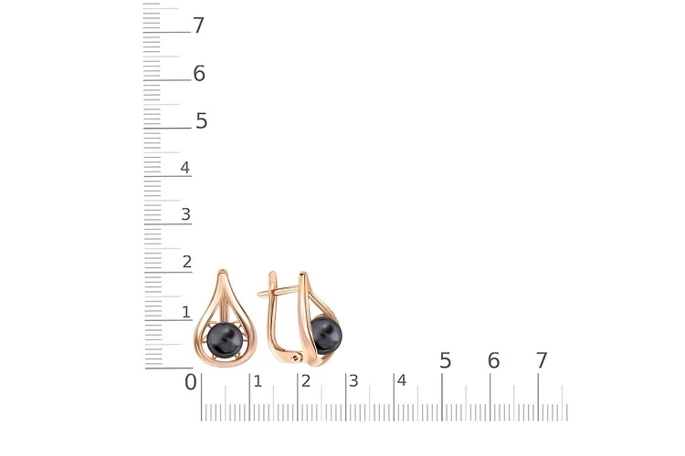 Серьги из красного золота с 2 жемчужинами