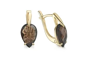 Серьги из жёлтого золота с 2 раухтопазами