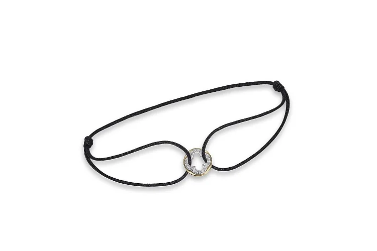 Браслет Клевер из жёлтого золота с 20 фианитами