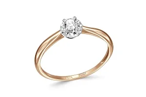 Кольцо из красного золота с бриллиантом