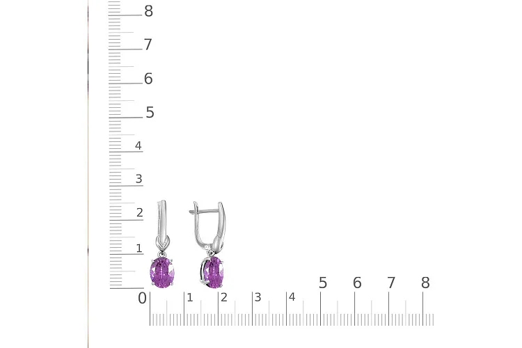 Серьги из белого золота с 2 аметистами