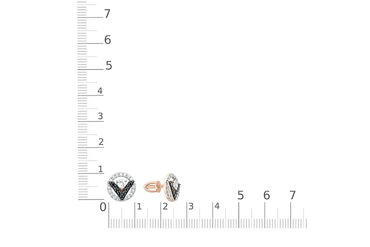 Серьги-пусеты из красного золота с 50 фианитами