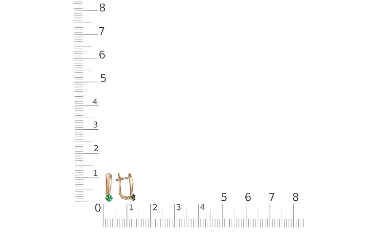Серьги из красного золота с 2 изумрудами