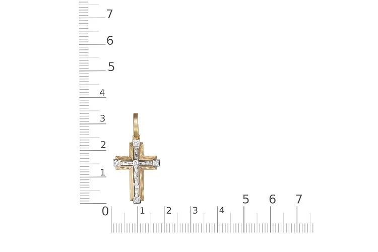 Крест из жёлтого золота с 4 фианитами