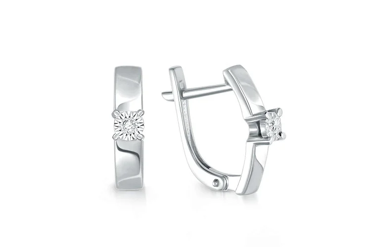 Серьги из белого золота с 2 бриллиантами