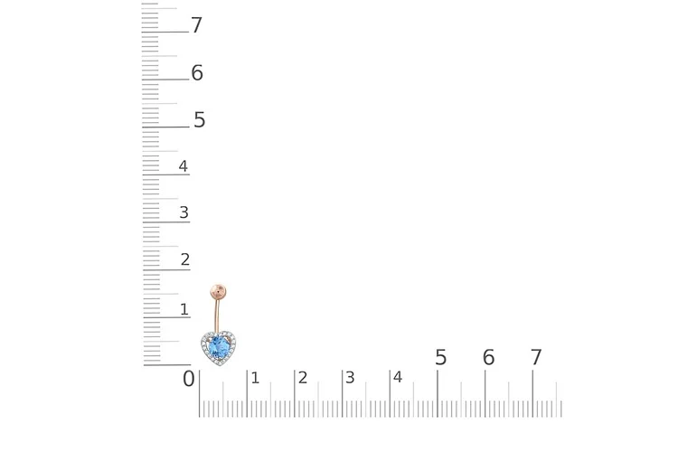 Пирсинг Сердце из красного золота с топазом swiss и 21 фианитами