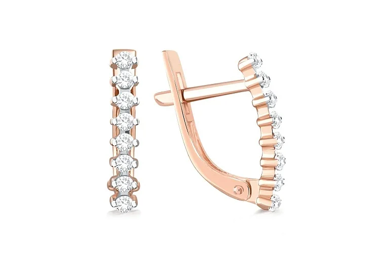 Серьги из красного золота с 16 бриллиантами