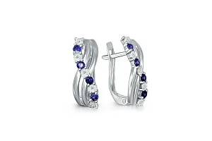 Серьги Дорожки из белого золота с 8 сапфирами и 10 бриллиантами