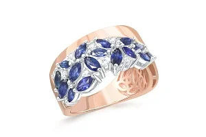 Кольцо из красного золота с 16 сапфирами и 9 бриллиантами