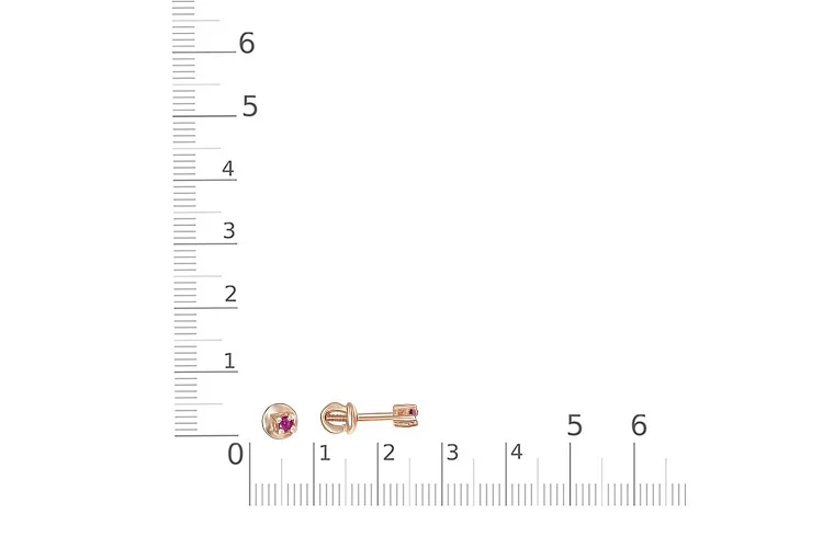 Серьги-пусеты из красного золота с 2 рубинами