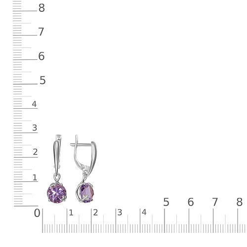 Серьги из белого золота с 2 аметистами