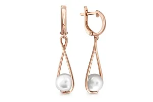Серьги из красного золота с 2 жемчужинами