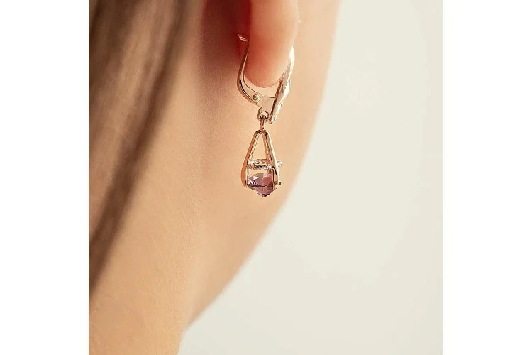 Серьги из красного золота с 2 ситаллами