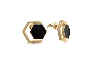 Серьги-пусеты Шестигранники из жёлтого золота без вставок