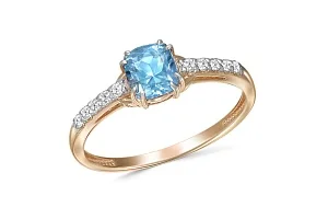 Кольцо из красного золота с топазом swiss и 10 фианитами