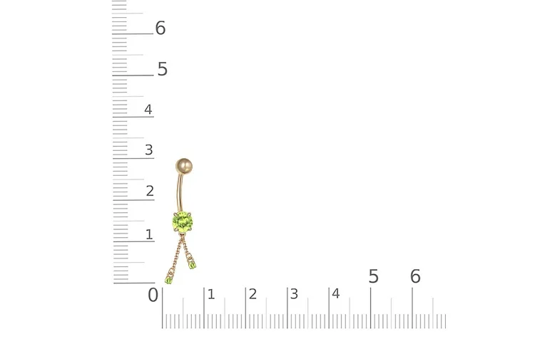 Пирсинг из жёлтого золота с 3 хризолитами