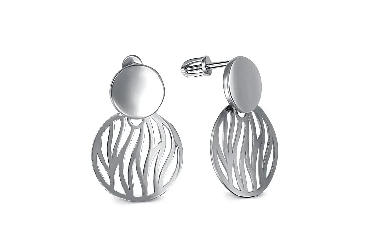 Серьги-пусеты Круги из белого золота без вставок