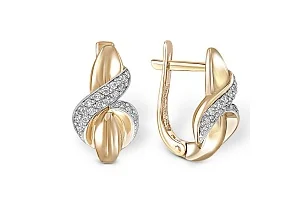 Серьги из жёлтого золота с 34 фианитами