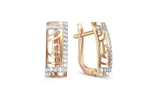 Серьги из красного золота с 42 фианитами