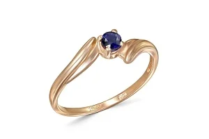 Кольцо из красного золота с сапфиром