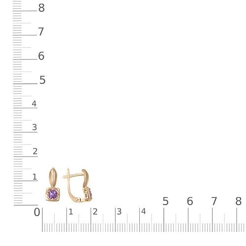 Серьги из красного золота с 2 аметистами