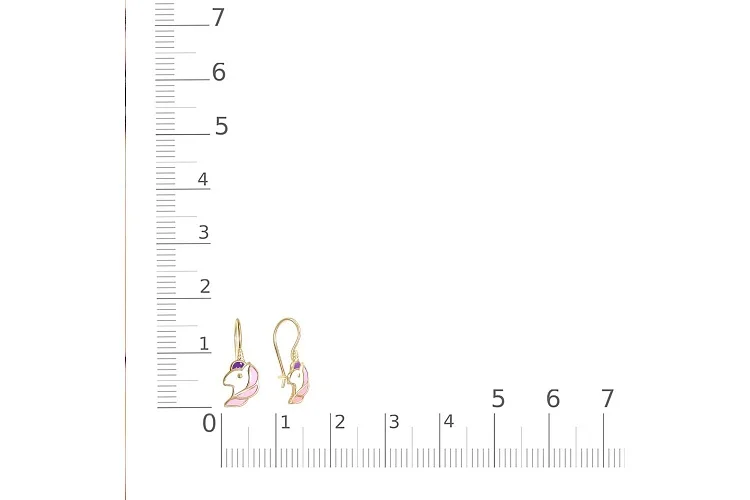 Детские серьги Единороги из жёлтого золота без вставок