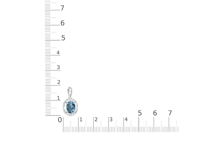 Подвеска из белого золота с топазом лондон и 10 фианитами