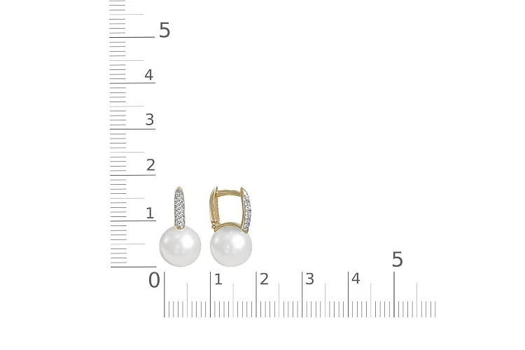 Серьги из жёлтого золота с 2 жемчужинами и 44 бриллиантами