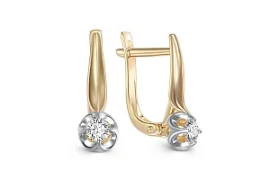 Серьги из жёлтого золота с 2 бриллиантами