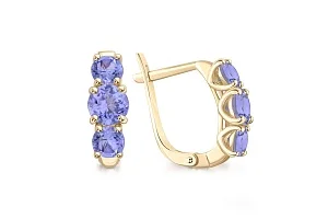 Серьги из жёлтого золота с 6 танзанитами