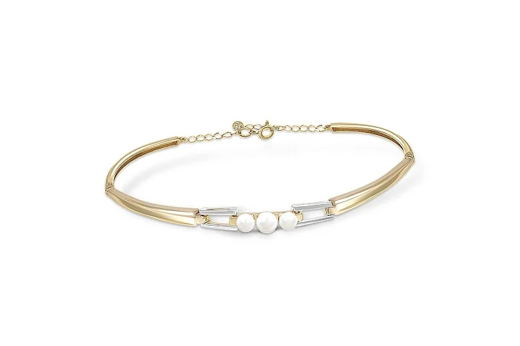 Браслет из жёлтого золота с 3 жемчужинами