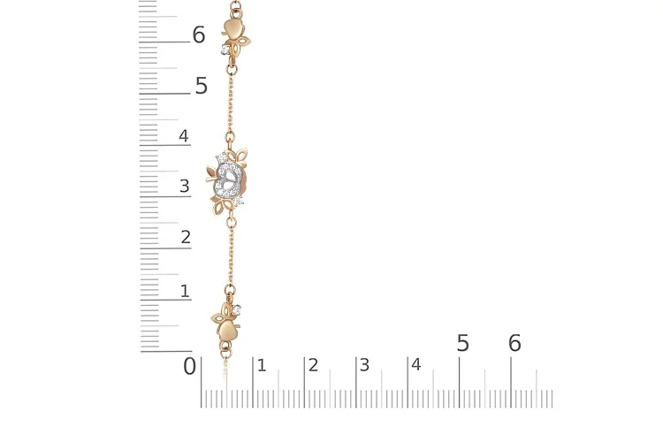Браслет Яблоко из красного золота с 12 фианитами