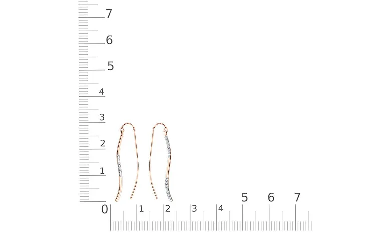 Серьги из красного золота с 21 фианитами