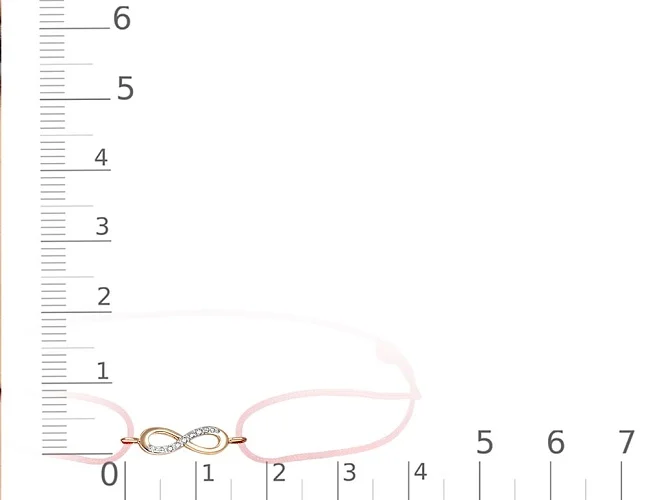 Браслет Бесконечность из красного золота с 5 фианитами