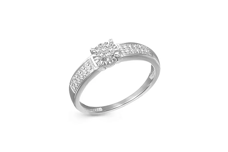 Кольцо Малинка из белого золота с 31 бриллиантами