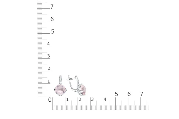 Серьги из белого золота с 2 кварцами и 10 бриллиантами