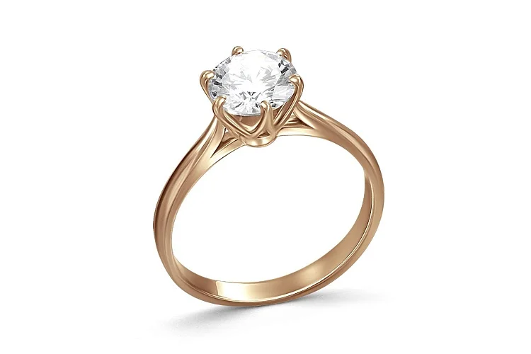 Кольцо из красного золота с бриллиантом