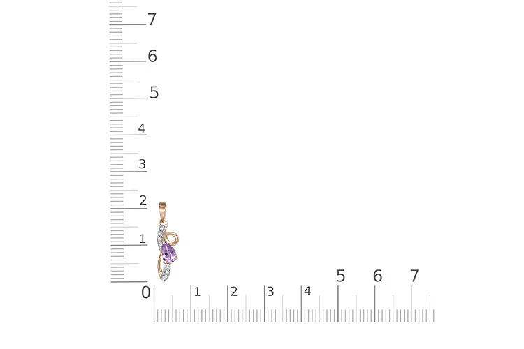 Подвеска из красного золота с аметистом и 7 фианитами
