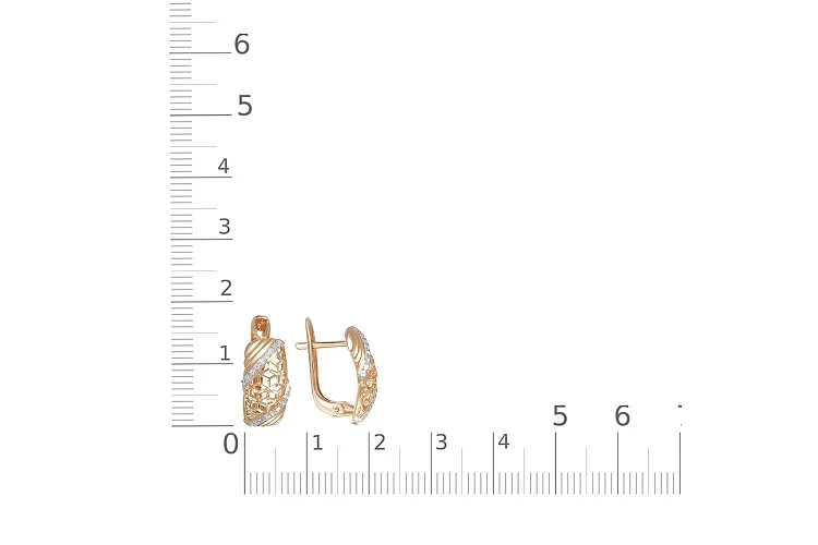 Серьги из красного золота с 252 фианитами