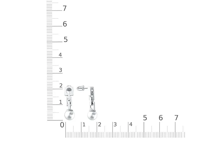 Серьги-пусеты из белого золота с 2 жемчужинами