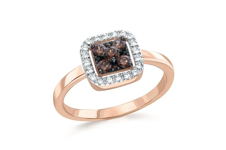 Кольцо из красного золота с 29 фианитами