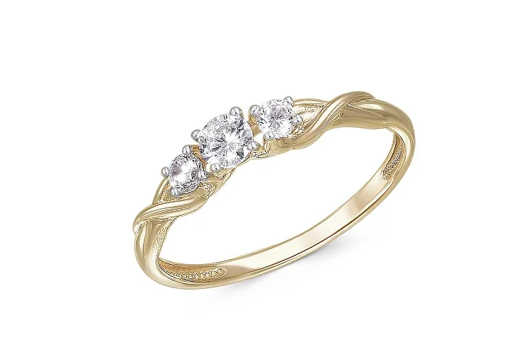 Кольцо из жёлтого золота с 3 бриллиантами