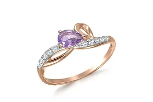 Кольцо из красного золота с аметистом и 10 фианитами